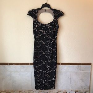 Marciano Black Lace Dress Bodycon Midi